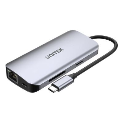 6. UNITEK AKTYWNY HUB USB-C 2X HDMI, CZYTNIK SD, 4K, RJ-45, PD 100W, 5 GBPS