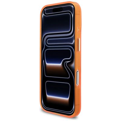 5. Etui Guess IML Script Metal MagSafe na iPhone 17 Pro - pomarańczowe