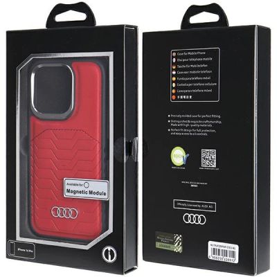 7. Etui Audi Synthetic Leather z MagSafe na iPhone 14 Pro - czerwone