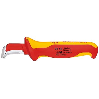 3. Knipex Kabelmantelmesser 009855 Metaliczny, Czerwony, Żółty Stałe ostrze noża