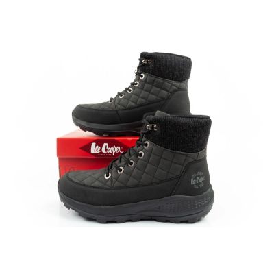 10. Lee Cooper buty sportowe damskie zimowe trekkingowe ocieplane czarne skóra ekologiczna