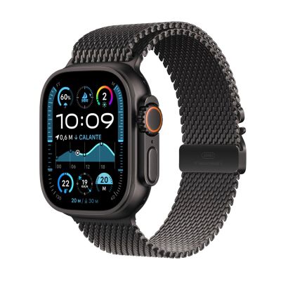 Apple Watch Ultra 2 GPS + Cellular 49mm tytanowa koperta z czarnym tytanowym paskiem Milanese - M