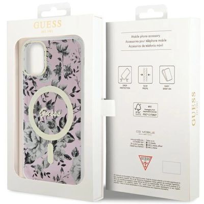 8. Etui Guess Flower MagSafe na iPhone 11 / Xr - różowe