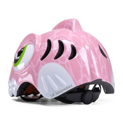 4. Kask rowerowy dziecięcy Wozinsky motyw dinozaur 52-56 cm - różowy