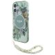 Etui Guess IML Flowers With Pearl Strap MagSafe na iPhone 16 Plus - zielone