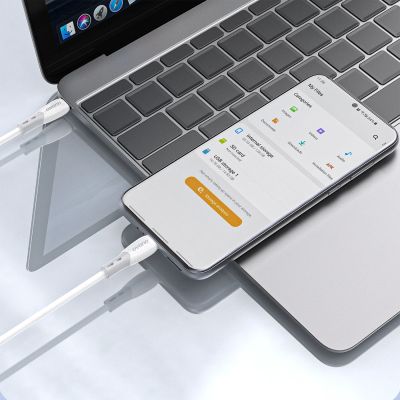 9. Kabel Dudao L25SC 60 W USB-C - USB-C z miękkim silikonowym oplotem 1 m - biały