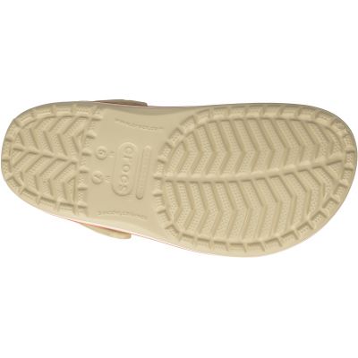Klapki Crocs Crocband W 11016 w kolorze beżowym z elementami w odcieniu białym i różowym, materiał Croslite, otwory na ozdoby Jibbitz