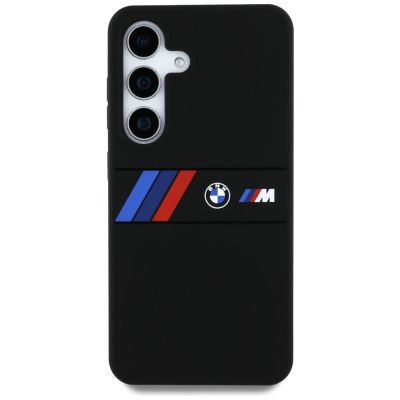 3. Etui BMW Silicone Middle Tricolor Stripes MagSafe na Samsung Galaxy S25 - czarne