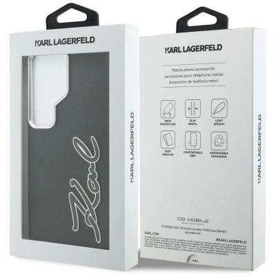 8. Etui Karl Lagerfeld Grained Signature Metal Resin Logo na Samsung Galaxy S26 Ultra - czarne