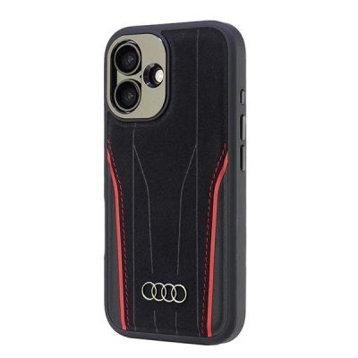 3. Etui Audi Genuine Leather z MagSafe na iPhone 16 6.1" - czarno-czerwone