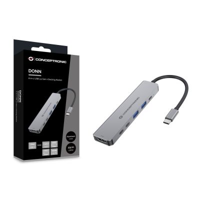 8. Conceptronic DONN33G stacja dokująca Przewodowa USB 3.2 Gen 1 (3.1 Gen 1) Type-C Srebrny