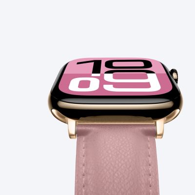 5. Skórzany pasek AMAZINGTHING Class Band do Apple Watch 45 / 46 / 49 mm - różowy