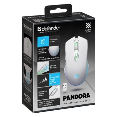 6. DEFENDER MYSZ BEZPRZEWODOWA PANDORA GM-502 RF 3200DPI 7P BIAŁA 52502