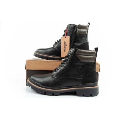 10. Wrangler Nevada buty męskie sztyblety trzewiki eleganckie modne sznurowane czarne