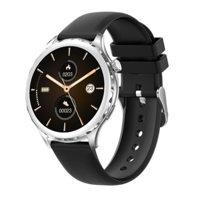 4. Smartwatch Damski Rubicon RNCF02-1 Srebrno-Srebrny + Czarny Silikonowy Pasek