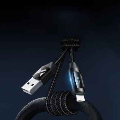 3. Kabel USB-A - Lightning Wozinsky WUALC2 z wyświetlaczem LED 2.4A 2m  - czarny