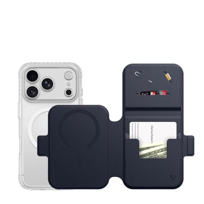 12. Etui AMAZINGTHING Titan Pro Lens Flip Set na iPhone 18 Pro Max z portfelem kompatybilne z MagSafe - granatowe