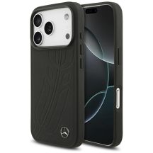 Etui Mercedes Leather Large Laurel Leave MagSafe na iPhone 17 Pro - czarne