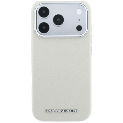 3. Etui Karl Lagerfeld Grained Elongated Logo MagSafe na iPhone 17 Pro / 18 Pro - beżowe