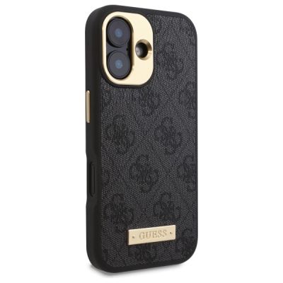 4. Etui Guess 4G Logo Plate MagSafe na iPhone 16 Plus - czarne