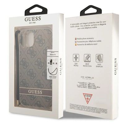 8. Etui Guess 4G Print Strap na iPhone 14 Plus - brązowe
