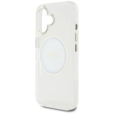 6. Etui Guess IML Metal Colored Circle Classic Logo MagSafe na iPhone 16 - białe