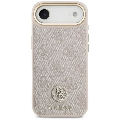 3. Etui Guess 4G Strass Logo & Big Strap Metal Buttons MagSafe na iPhone Air - różowe