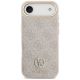 3. Etui Guess 4G Strass Logo & Big Strap Metal Buttons MagSafe na iPhone Air - różowe