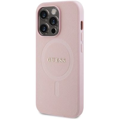 2. Etui Guess Saffiano MagSafe na iPhone 14 Pro - różowe