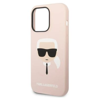 6. Etui Karl Lagerfeld Silicone Karl's Head MagSafe na iPhone 14 Pro - jasnoróżowe