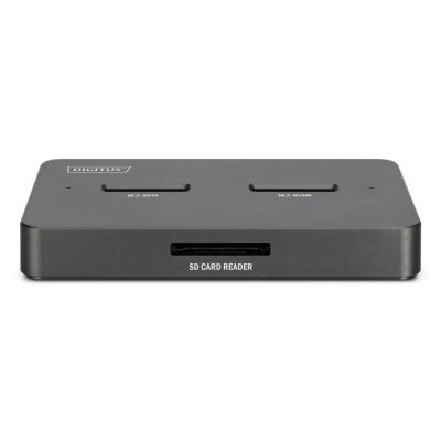36. Stacja dokująca USB-C 3.2 Gen2 dla dysków SSD M.2 Duo NVMe oraz SATA (max. 2x 4 TB) z czytnikiem kart SD-Express 7.1 (max. 2 TB), czarna