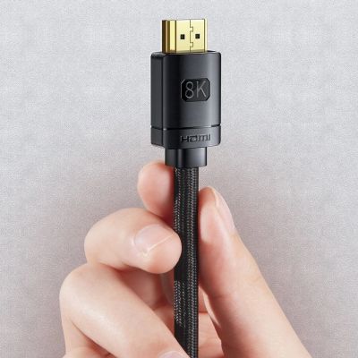 17. Baseus kabel HDMI 2.1 8K 60 Hz 48 Gbps / 4K 120 Hz / 2K 144 Hz 3D eARC QMS Dynamic HDR VRR ALLM 3 m czarny (CAKGQ-L01)