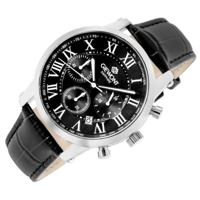 3. Zegarek Męski Giewont Chronograph Sapphire Srebrno Czarny GW6260-A2