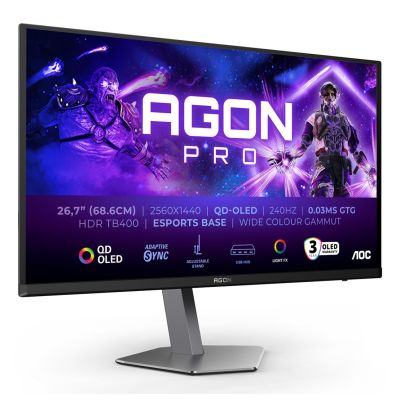 12. Monitor komputerowy AOC AGON PRO AG276QZD2 26.7" 2560 x 1440 px Quad HD QD-OLED Szary
