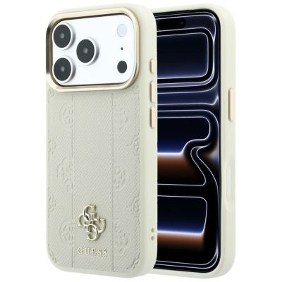 9. Etui Guess Stripe Peony 4G Logo MagSafe na iPhone 18 Pro Max / 17 Pro Max - beżowe
