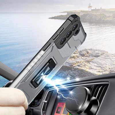 4. Crystal Ring Case pancerne hybrydowe etui pokrowiec + magnetyczny uchwyt Samsung Galaxy S22+ (S22 Plus) czarny