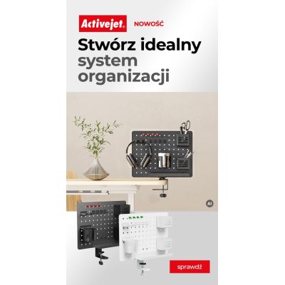 5. Activejet Organizer na biurko APB-002B. Obrotowa tablica perforowana. Kolor czarny matowy.