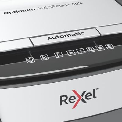 5. Rexel Niszczarka Optimum AutoFeed+ 50X, (P-4), 50 kartek, 20 l kosz