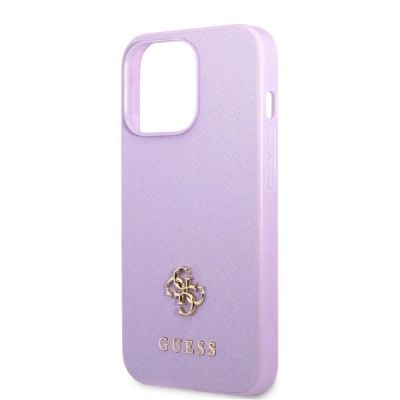 6. Etui Guess Saffiano 4G Small Metal Logo na iPhone 13 Pro Max - purpurowe