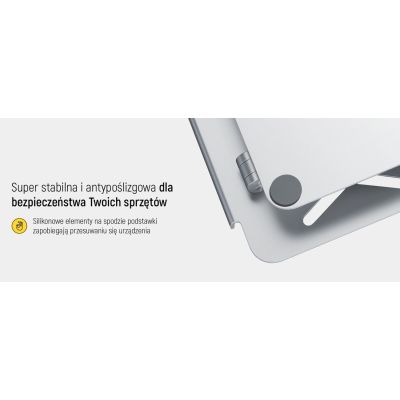 28. Podstawka pod laptopa, tablet Wozinsky WRS-CPY84SS aluminiowa + Gratis! podstawka do smartfona - srebrna