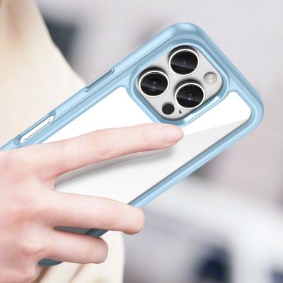 5. Etui Outer Space Case na iPhone 16e / 17e pokrowiec z elastyczną ramką - niebieskie