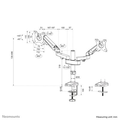 14. Neomounts DS70-750BL2 uchwyt/stojak do monitorów 68,6 cm (27") Biurko Czarny