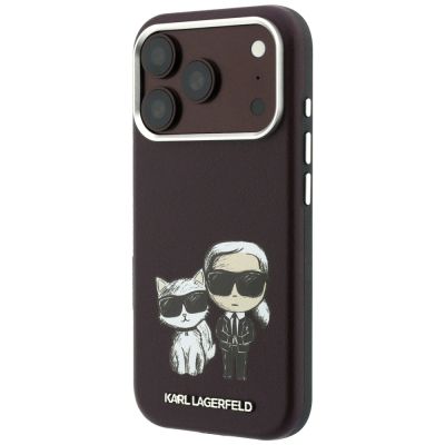 2. Etui Karl Lagerfeld Smooth Karl & Choupette Bodies Sketch MagSafe do iPhone 18 Pro / 17 Pro - burgundowe