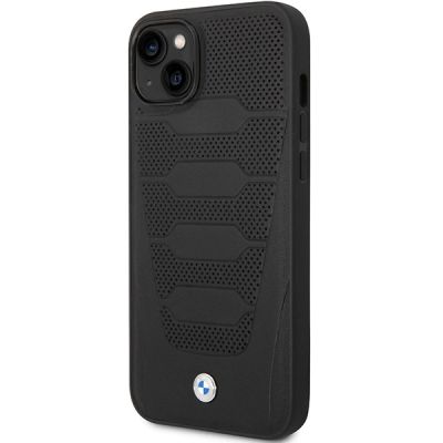 7. Etui BMW Leather Seats Pattern na iPhone 14 - czarne