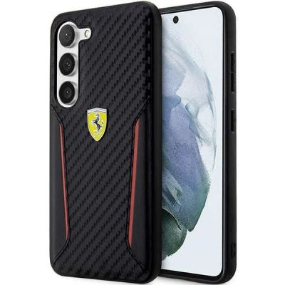 Etui Ferrari Carbon Contrast Edges na Samsung Galaxy S23+ - czarne