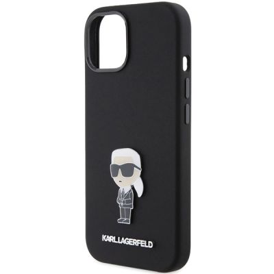 6. Etui Karl Lagerfeld Silicone Ikonik Metal Pin na iPhone 15 - czarne