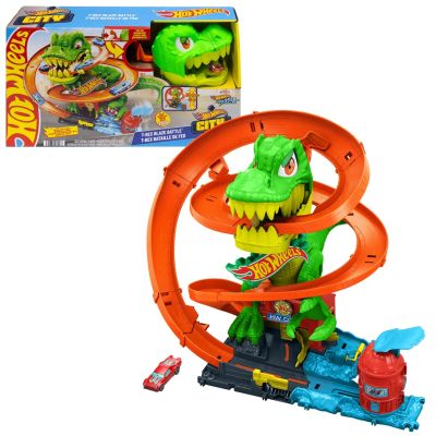 3. Hot Wheels City Zakręcony tor Remiza T-Rexa JBM73 MATTEL