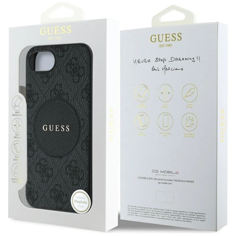 8. Etui Guess 4G Circle Classic Logo MagSafe na iPhone 16e - czarne