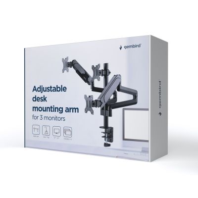 21. GEMBIRD BIURKOWE REGULOWANE RAMIĘ/UCHWYT NA 3 MONITORY 17-27, VESA 100X100MM, DO 7 KG