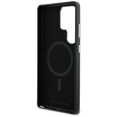 7. Etui Karl Lagerfeld Saffiano Full Wrapped Elongated Metal Logo MagSafe na Samsung Galaxy S25 Ultra - czarne